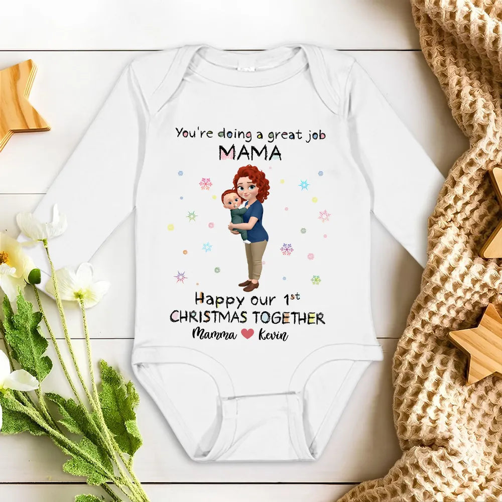 Personalized Baby Onesie for Mommy - First Christmas Together Cloth MagicInPrints