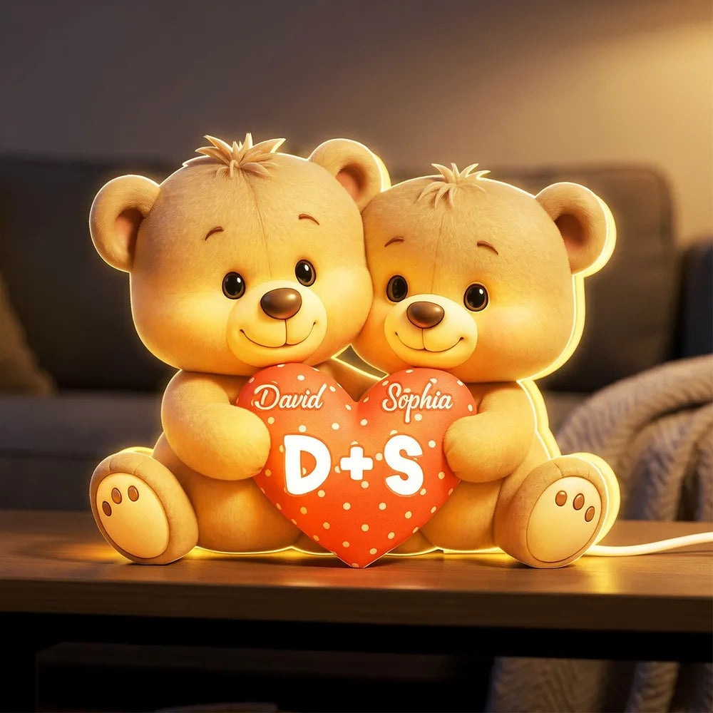 Personalized Teddy Bear Car Hanging Ornament for Couples - Romantic Gift Car Hanger MagicInPrints