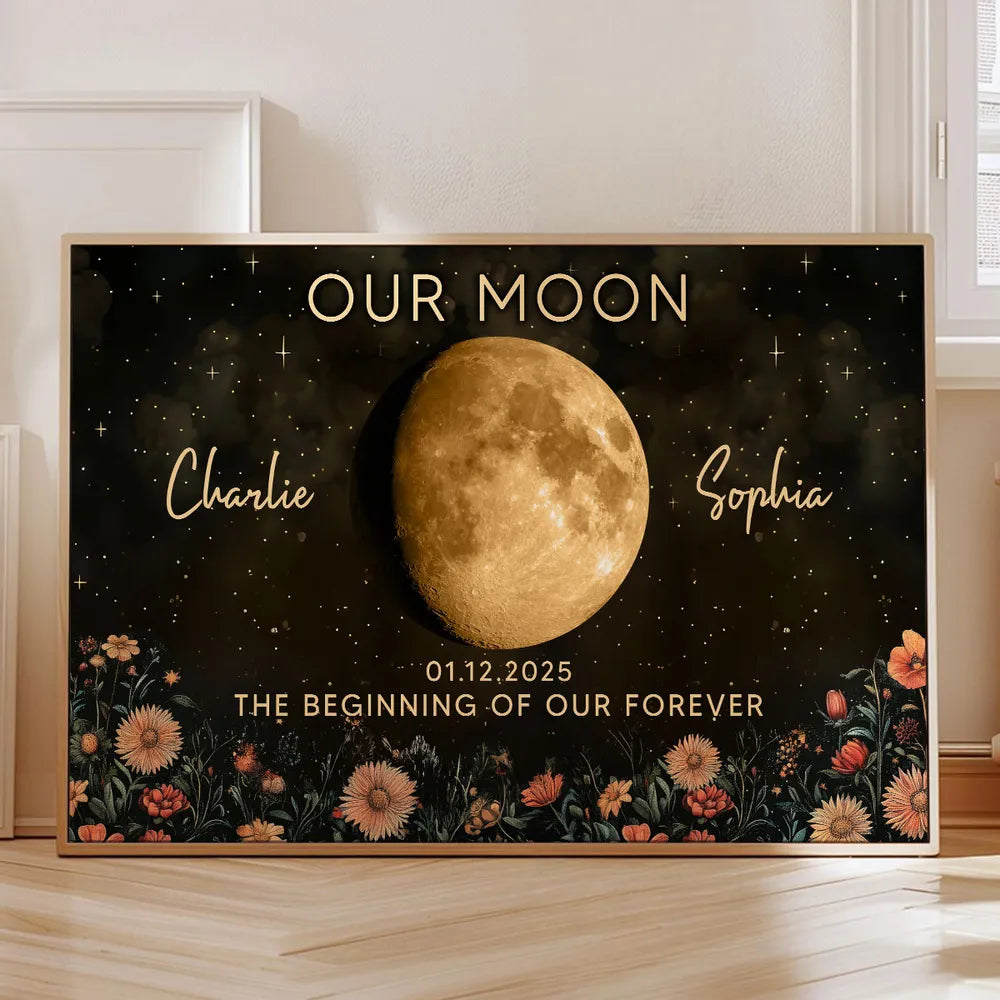 Personalized Moon Phase Canvas Art for Couples - Anniversary Gift Poster or Canvas MagicInPrints