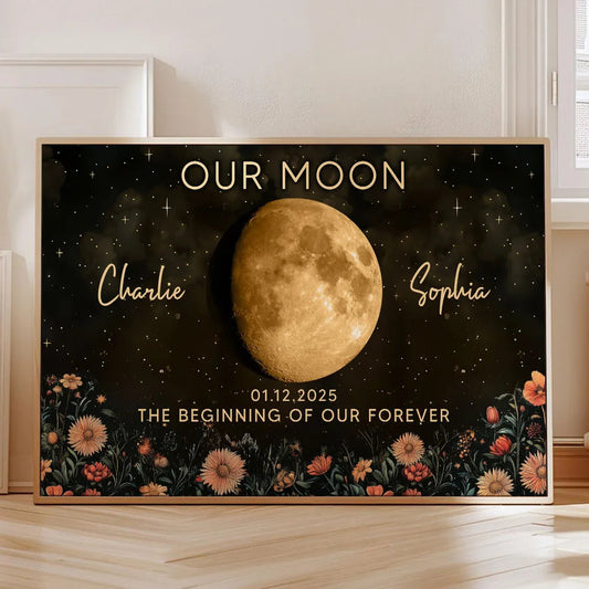 Personalized Moon Phase Canvas Art for Couples - Anniversary Gift Poster or Canvas MagicInPrints