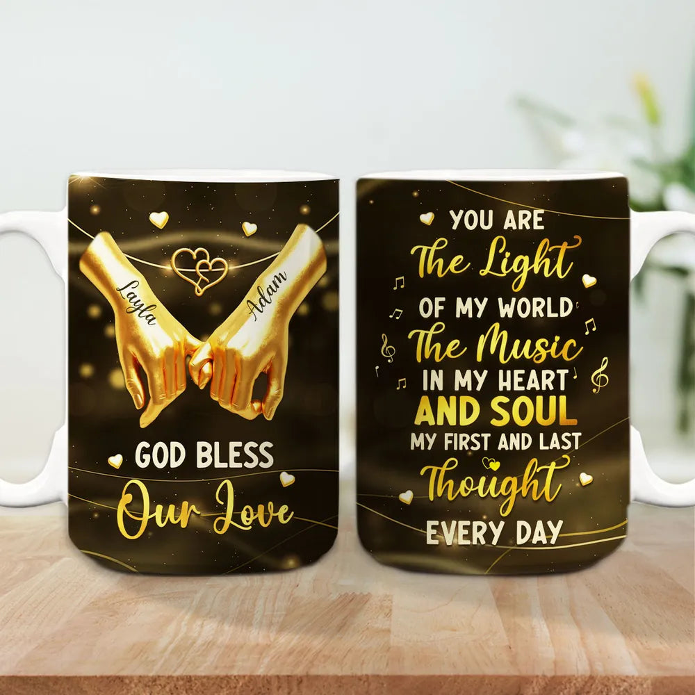Personalized Romantic Couples Mugs - God Bless Our Love - Anniversary Gift Cup MagicInPrints