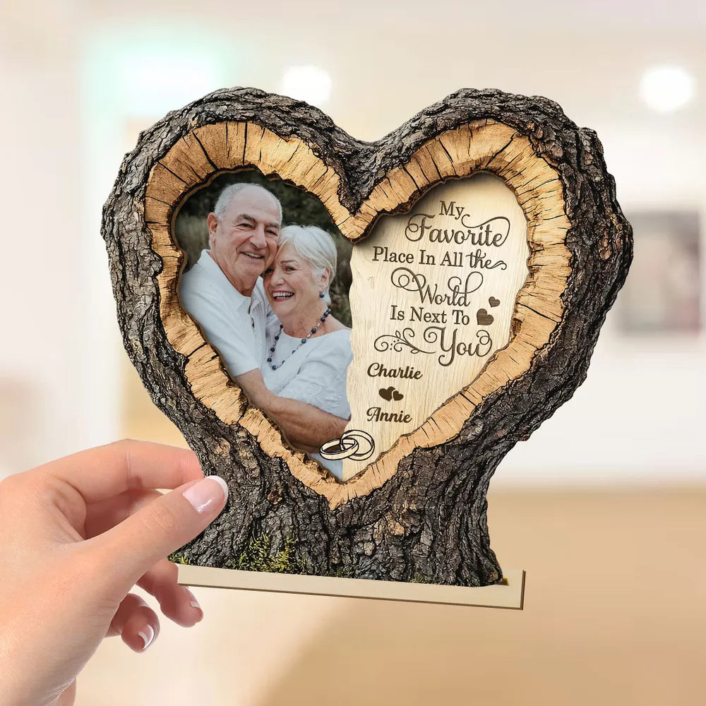 Custom Heart-Shaped Wooden Photo Frame for Couples - Anniversary Gift Plaque MagicInPrints