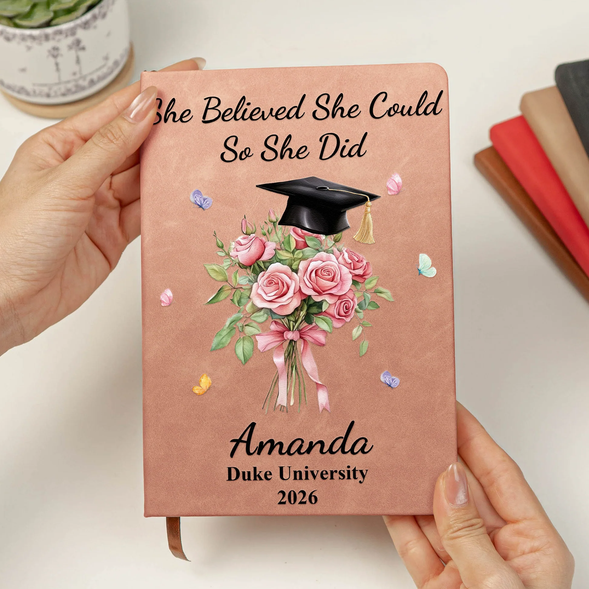 Personalized Leather Journal for Graduates with Inspirational Quote - Graduation Gift Stationery MagicInPrints
