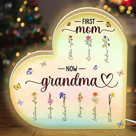 Personalized Heart-Shaped LED Night Light for Grandma - Sentimental Gift Plaque MagicInPrints