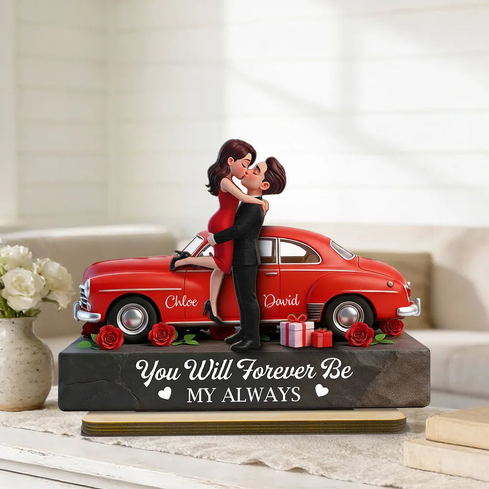 Personalized Romantic Couple Figurine with Car - Anniversary Gift Plaque MagicInPrints