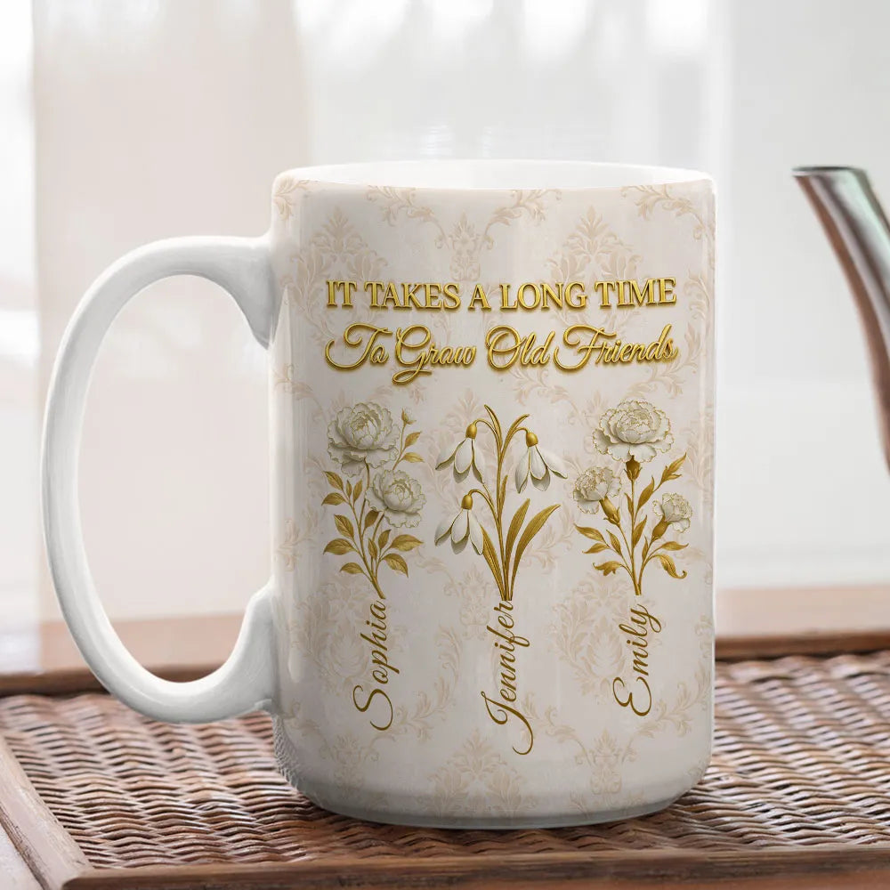 Personalized Friendship Mug for Women - Floral Design with Names - Sentimental Gift Cup MagicInPrints