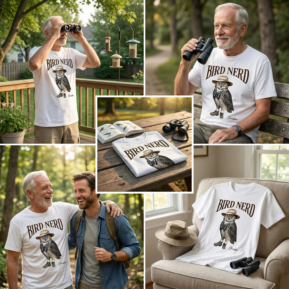 Funny Bird Nerd Owl T-Shirt for Birdwatchers - Casual Outdoor Wear Cloth MagicInPrints