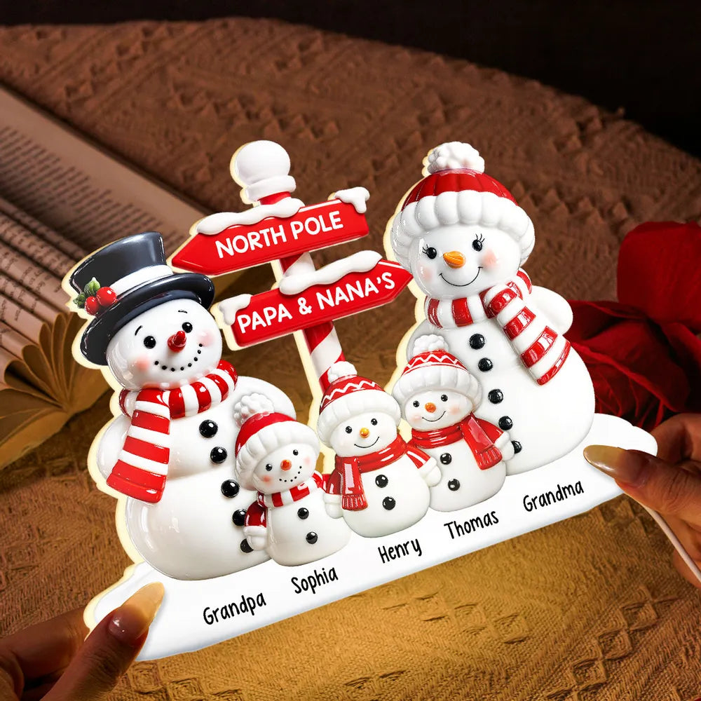Personalized Snowman Family Christmas Decoration for Grandparents - Holiday Keepsake Plaque MagicInPrints