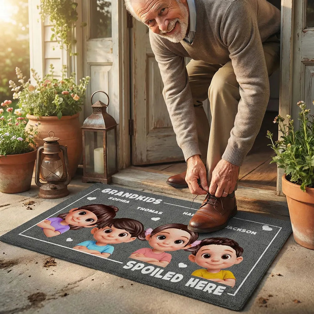 Personalized Grandkids Doormat for Grandparents - Cute Cartoon Design Doormat MagicInPrints