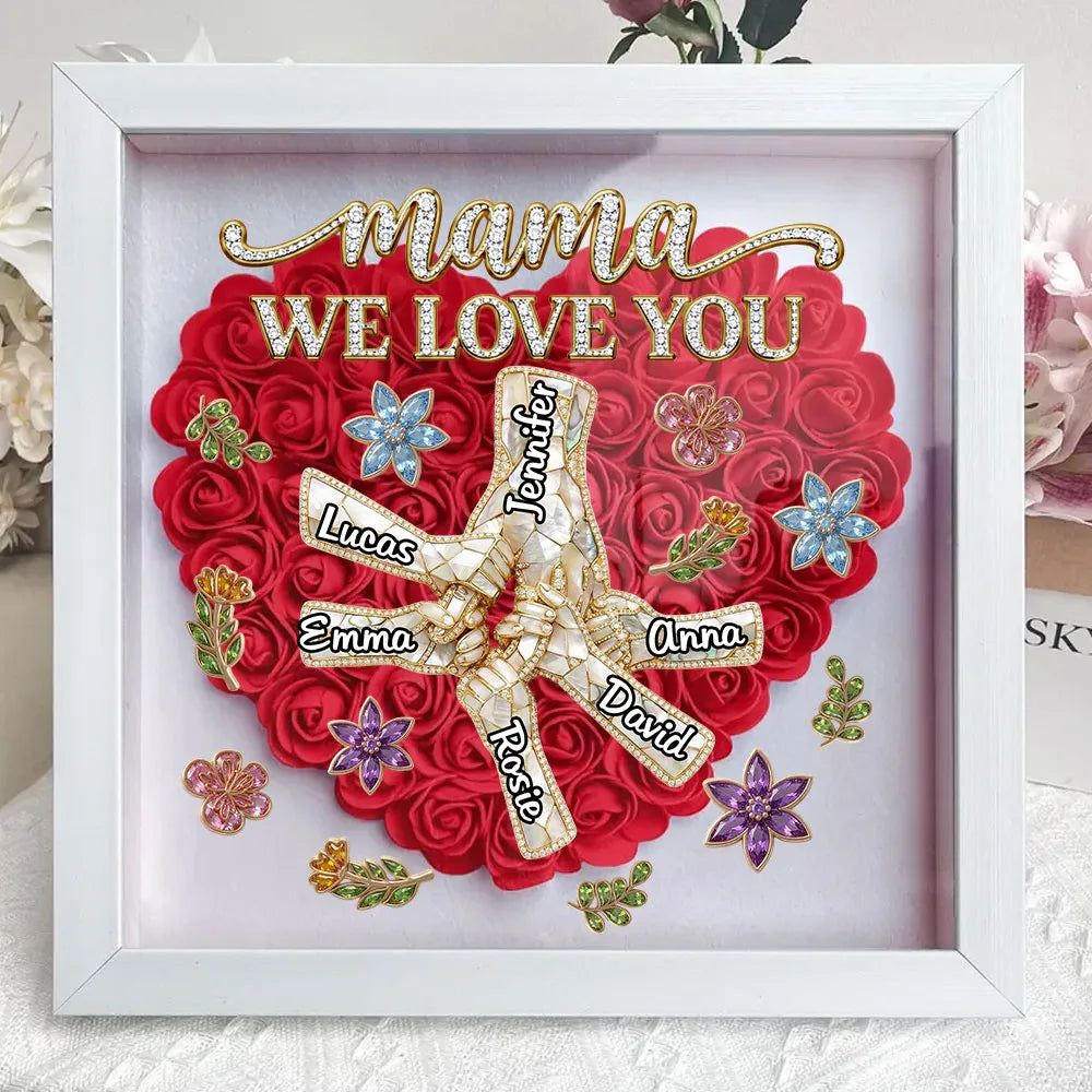 Personalized Shadow Box for Mom with Custom Names and Floral Design - Mother's Day Gift Plaque MagicInPrints