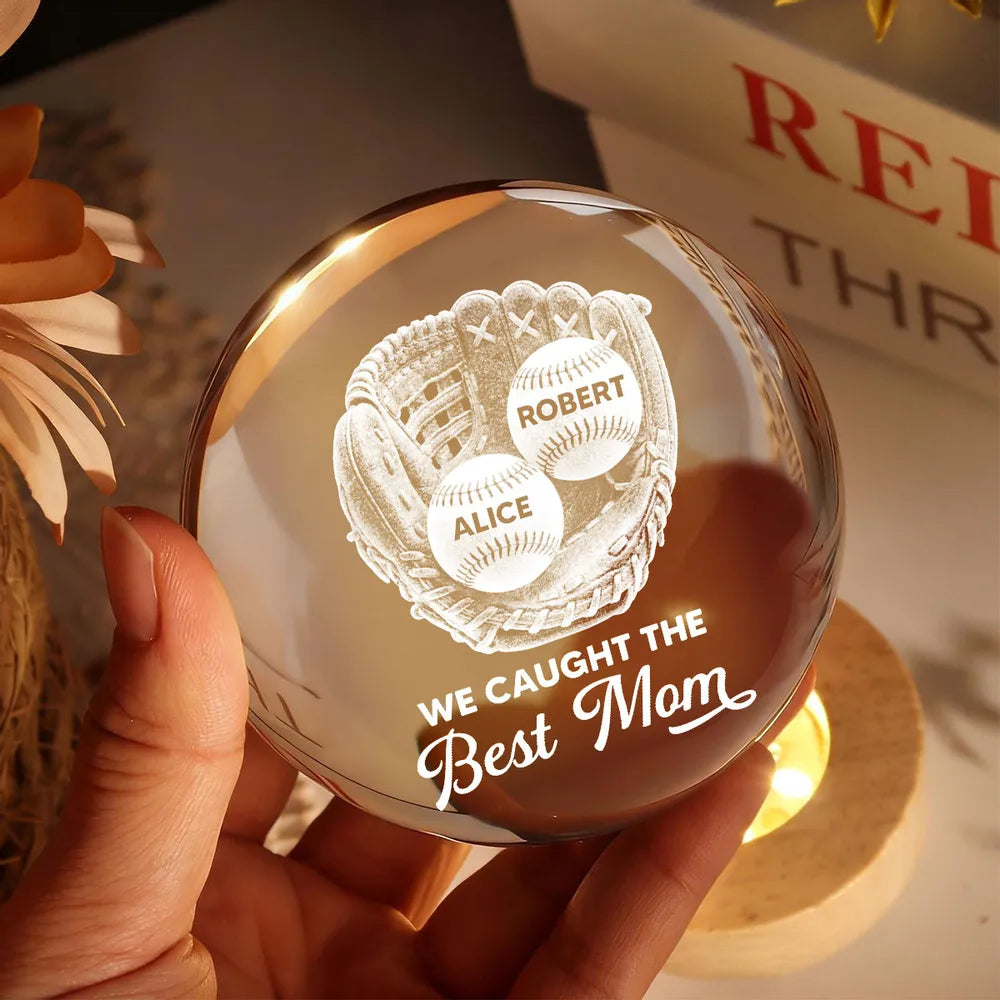 Personalized Baseball Mom LED Lamp with Custom Names - Mother's Day Gift Lamp MagicInPrints