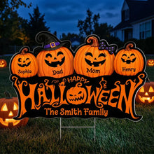 Load image into Gallery viewer, Personalized Halloween Yard Sign Smiling Jack-O-Lantern Family Gift
