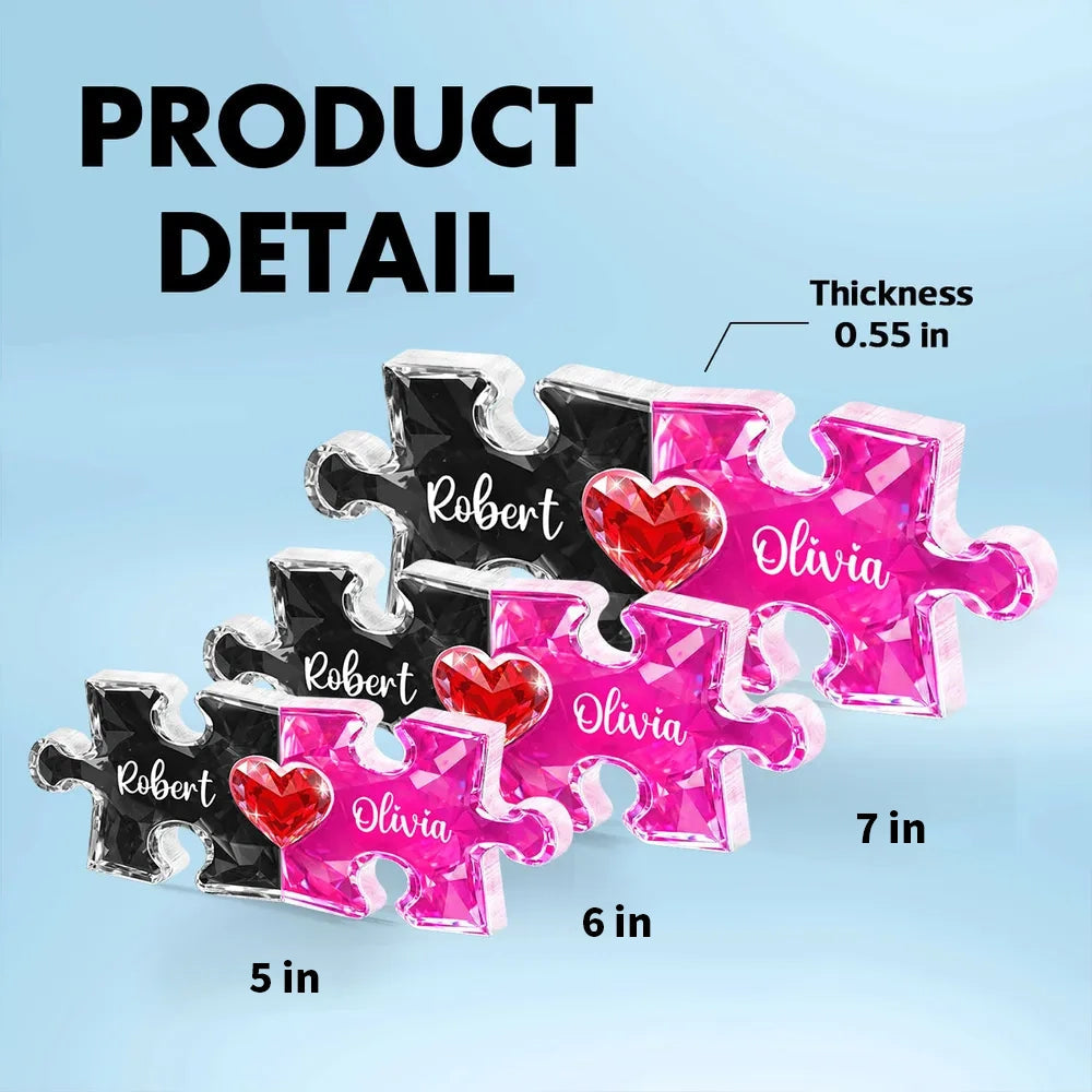 Personalized Puzzle Piece Keepsake for Couples with Heart Design - Romantic Gift Plaque MagicInPrints
