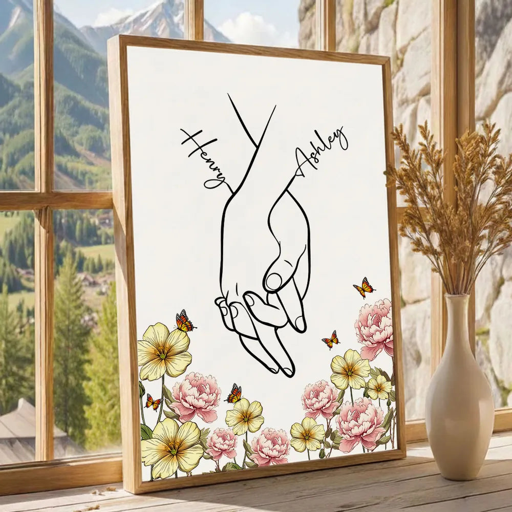 Personalized Couple Hand Holding Art Print for Home Decor - Romantic Gift Poster or Canvas MagicInPrints