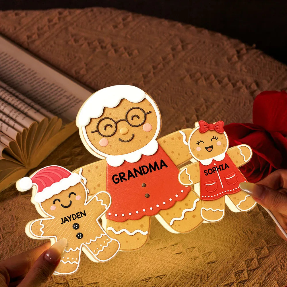 Personalized Gingerbread Family LED Light for Grandma - Christmas Decor Gift Plaque MagicInPrints