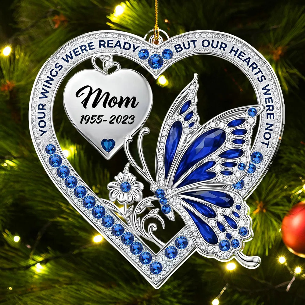 Personalized Memorial Ornament for Mom - Heart and Butterfly Design Ornament MagicInPrints