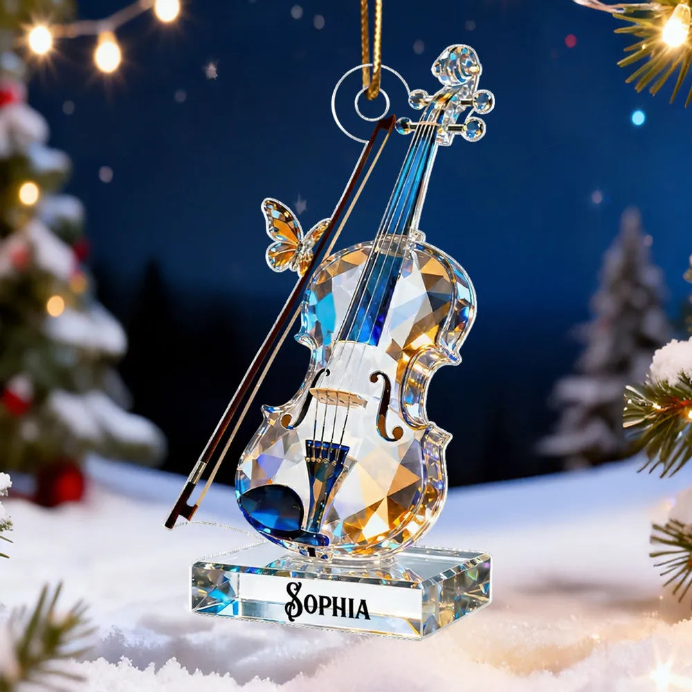 Personalized Crystal Violin Ornament with Name - Elegant Gift for Music Lovers Ornament MagicInPrints