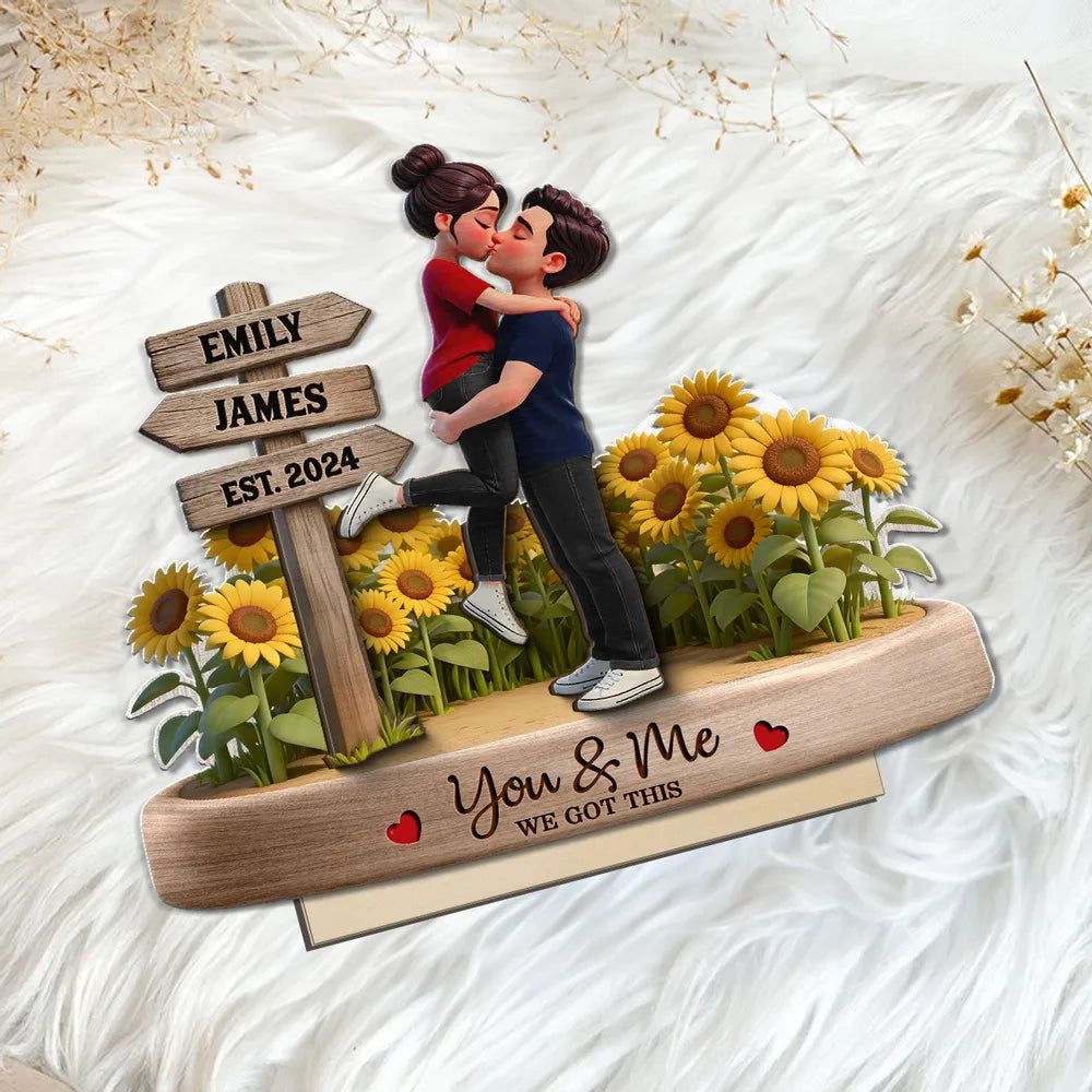 Personalized Couple Figurine with Sunflowers for Romantic Gift - Anniversary or Wedding Keepsake Plaque MagicInPrints