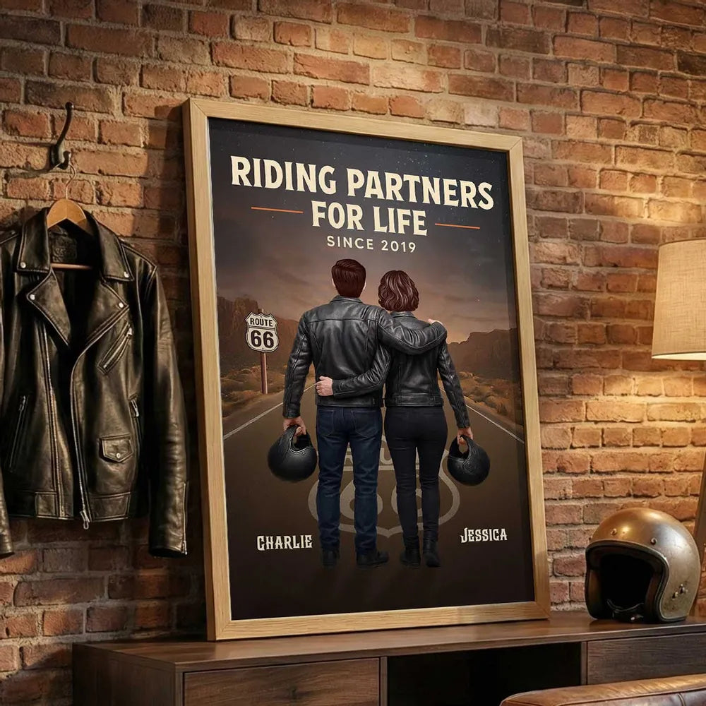 Personalized Couple Biker Poster for Motorcycle Enthusiasts - Anniversary Gift Poster or Canvas MagicInPrints