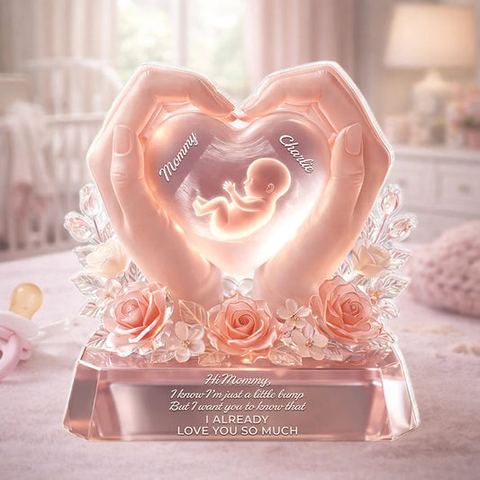 Personalized Heart-Shaped LED Keepsake for Expecting Mothers - Sentimental Baby Gift Plaque MagicInPrints