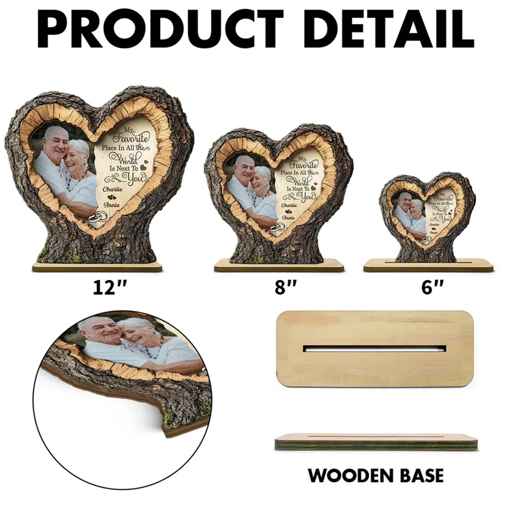 Custom Heart-Shaped Wooden Photo Frame for Couples - Anniversary Gift Plaque MagicInPrints