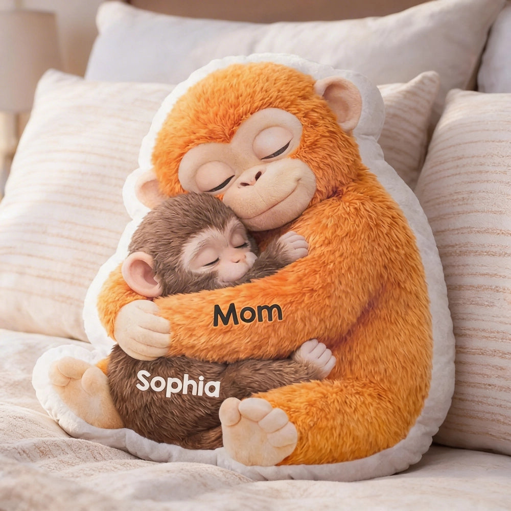 Personalized Monkey Hug Pillow for Mom and Child - Sentimental Gift Pillow MagicInPrints