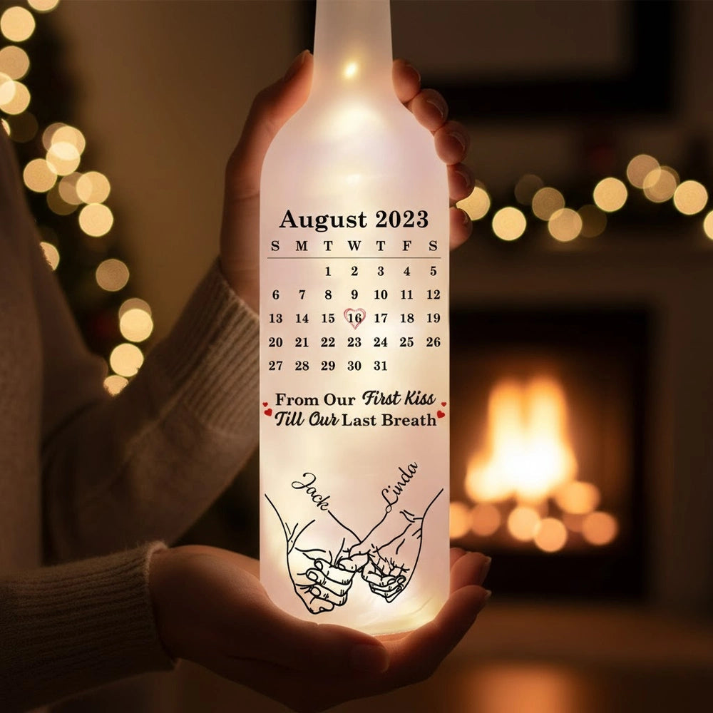 Personalized LED Bottle Lamp for Couples - Romantic Anniversary Gift Lamp MagicInPrints