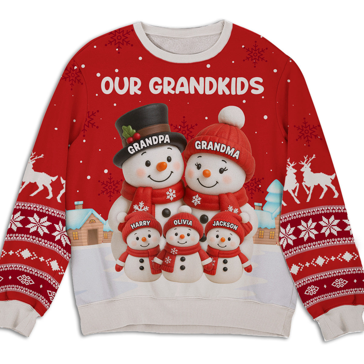 Personalized Family Snowman Sweatshirt for Grandparents - Christmas Gift Cloth MagicInPrints