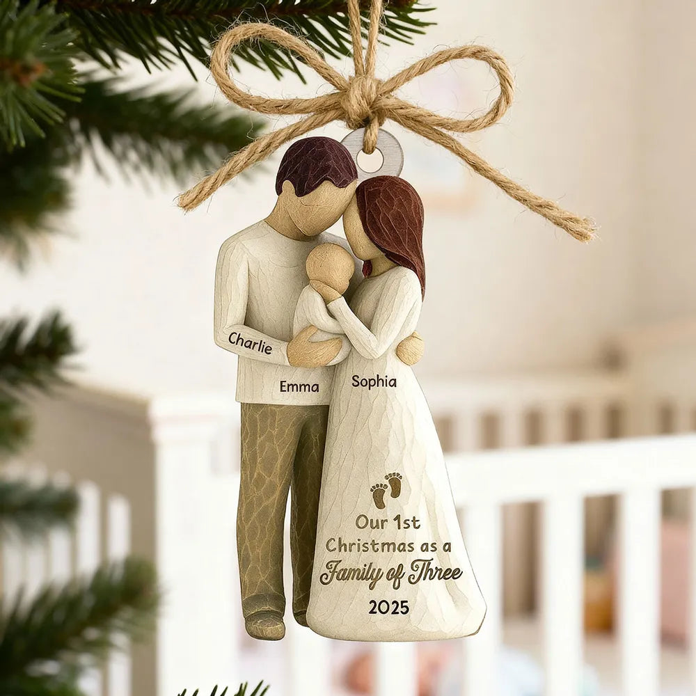 Personalized Family Ornament for New Parents - Our 1st Christmas 2025 Ornament MagicInPrints