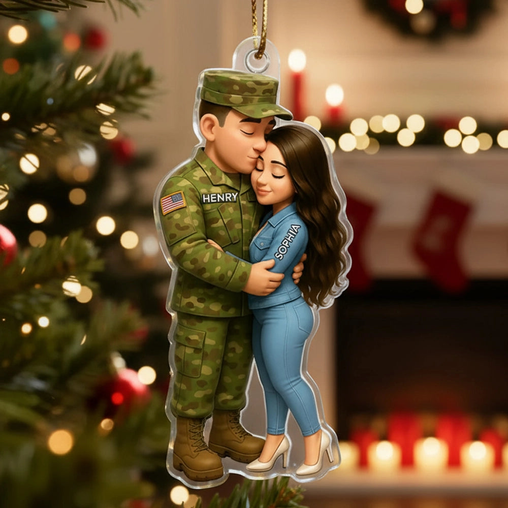 Custom Military Couple Ornament - Personalized Christmas Gift for Soldiers Ornament MagicInPrints