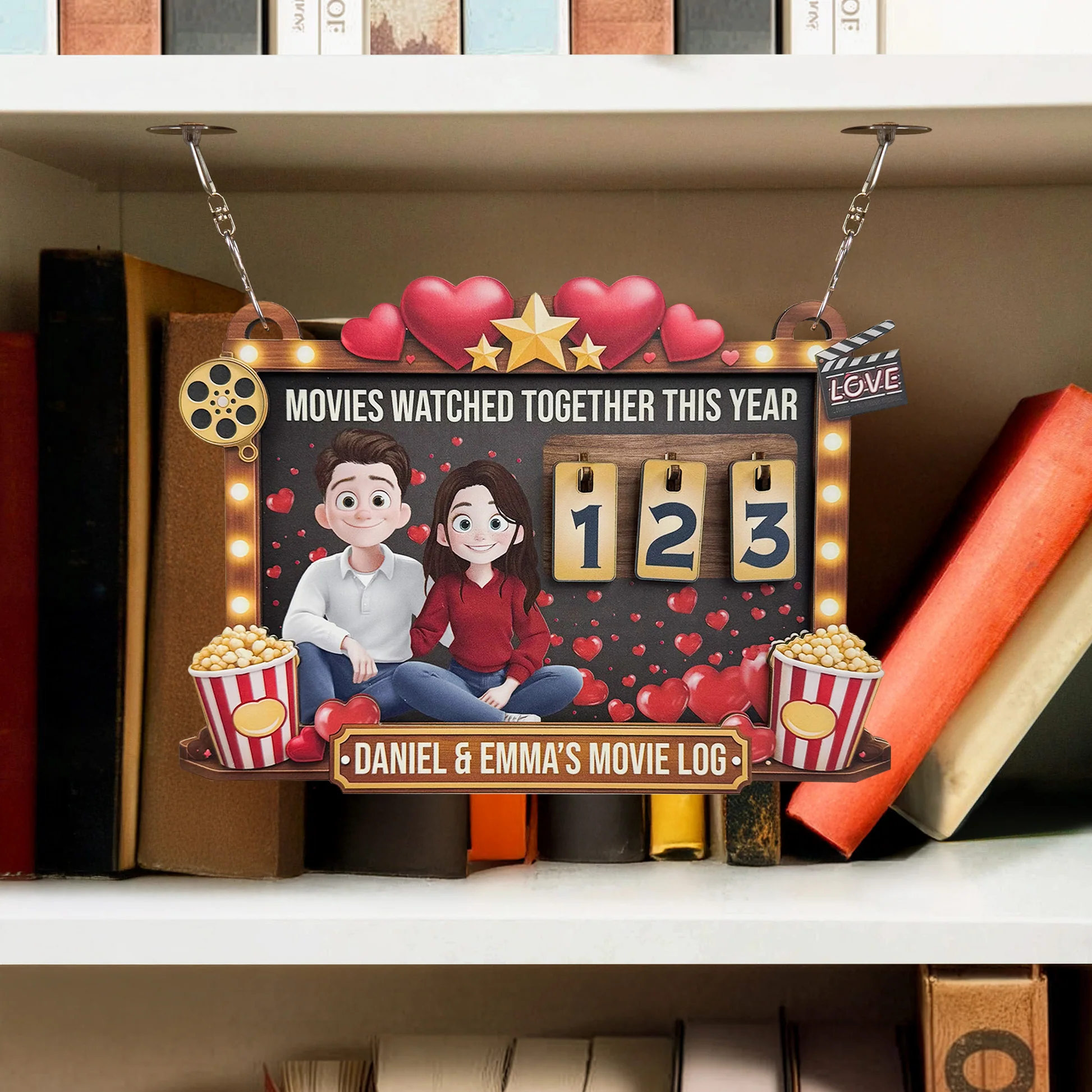 Personalized Couples Movie Log Sign - Romantic Movie Night Decor Sign MagicInPrints