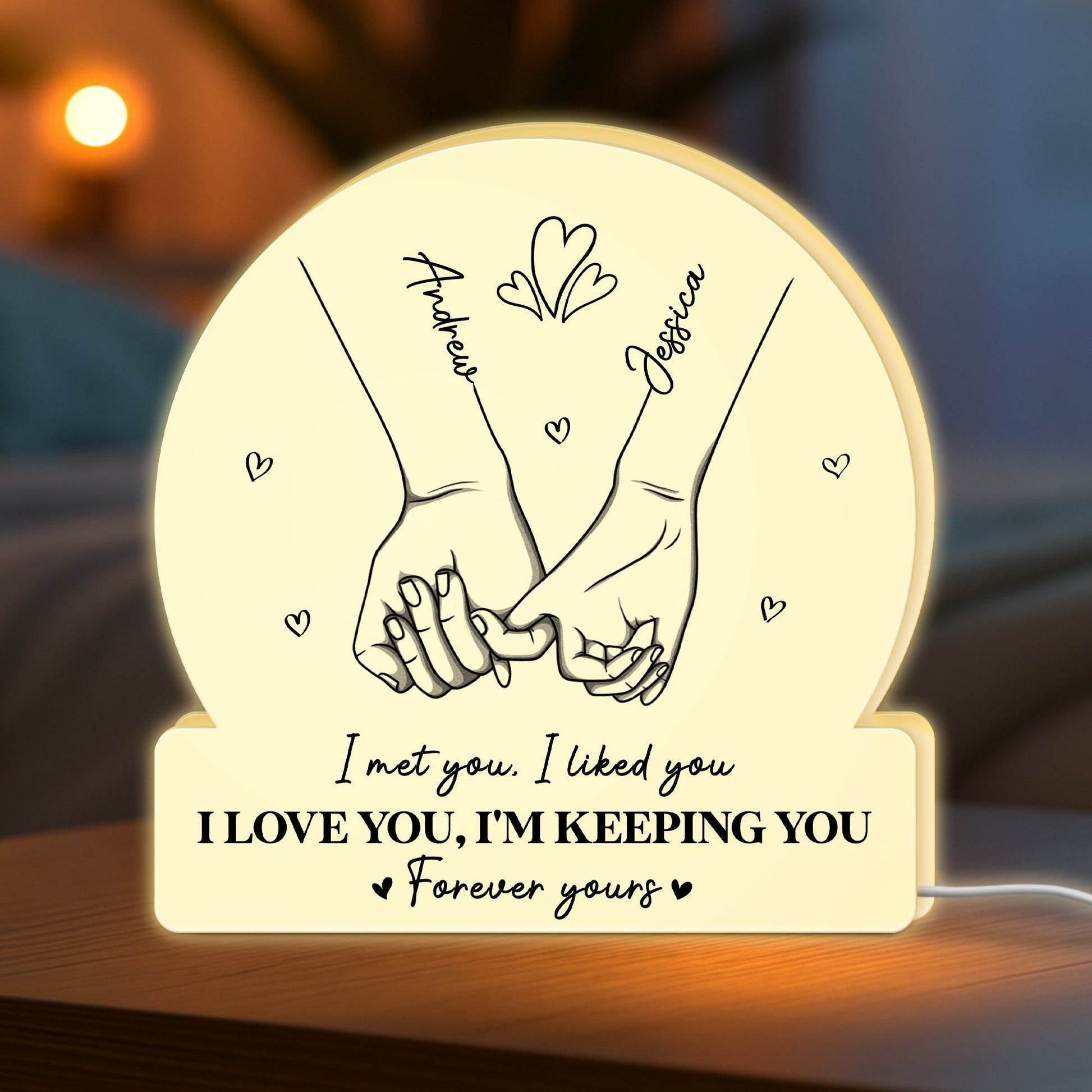 Personalized LED Night Light for Couples with Custom Names - Romantic Gift Plaque MagicInPrints