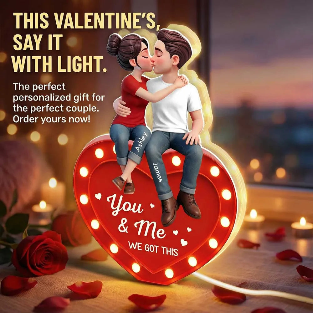 Personalized Romantic Couple LED Light for Couples - Anniversary Gift Plaque MagicInPrints
