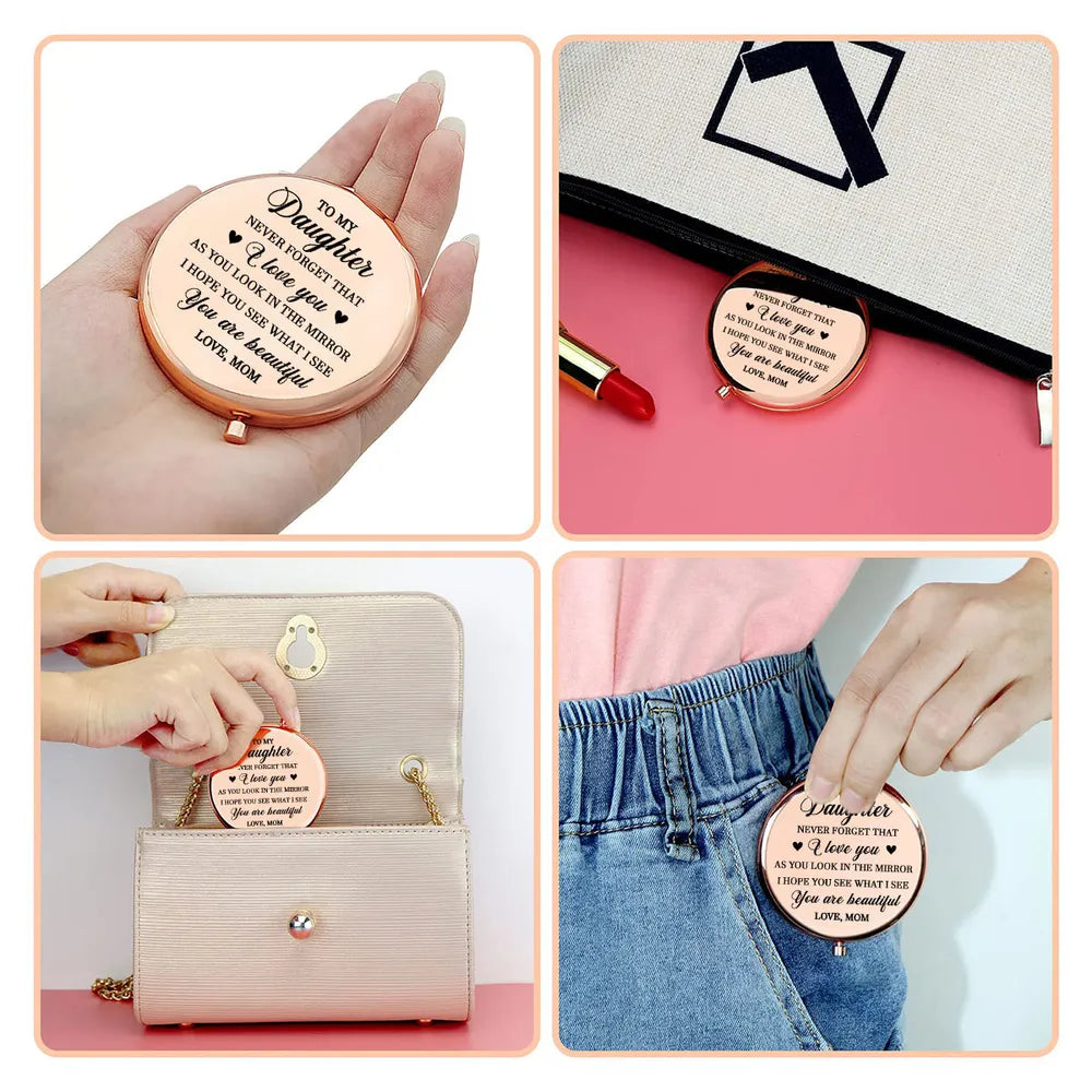 Personalized Compact Mirror for Daughter - Sentimental Gift from Mom Beauty Tools MagicInPrints