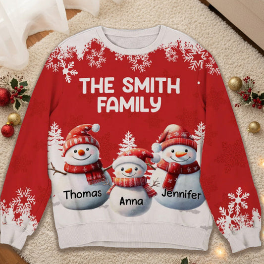 Custom Family Christmas Sweatshirt for Kids & Adults - Personalized Snowman Design Cloth MagicInPrints