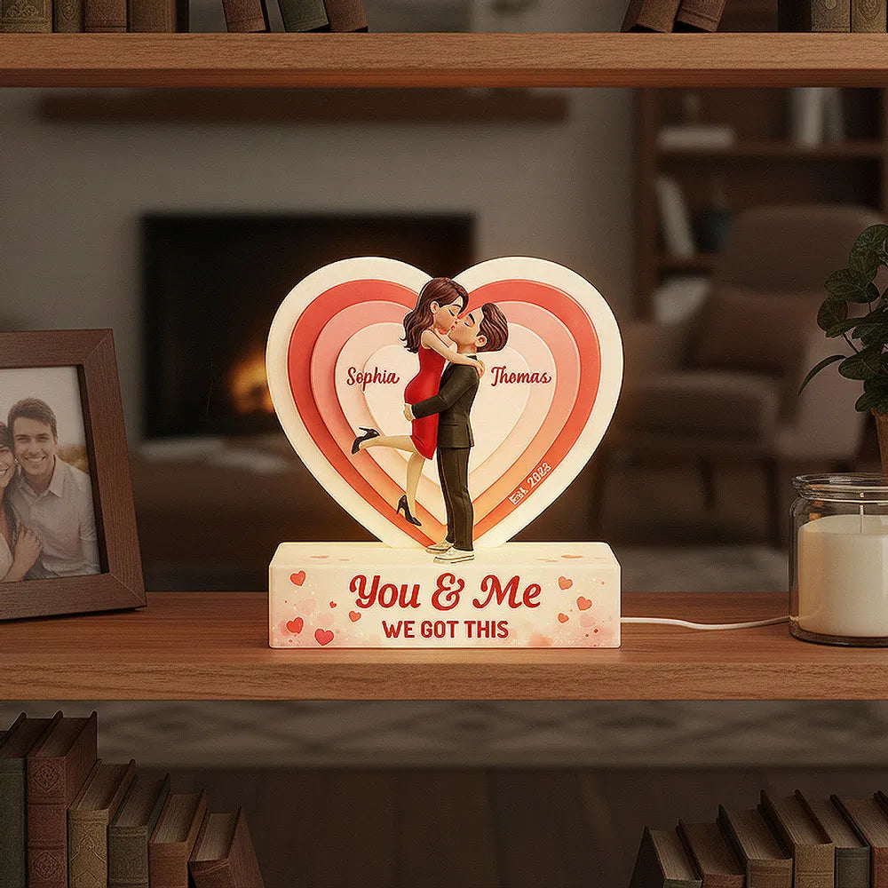 Personalized Couple Heart Lamp for Romantic Gift - Anniversary Keepsake Plaque MagicInPrints