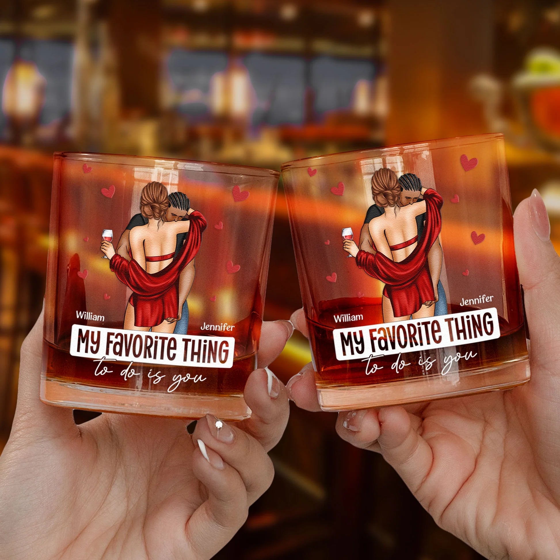 Personalized Romantic Whiskey Glass for Couples - Anniversary Gift Cup MagicInPrints