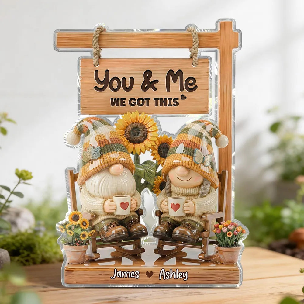 Personalized Gnome Couple Figurine for Couples - Romantic Home Decor Gift Plaque MagicInPrints