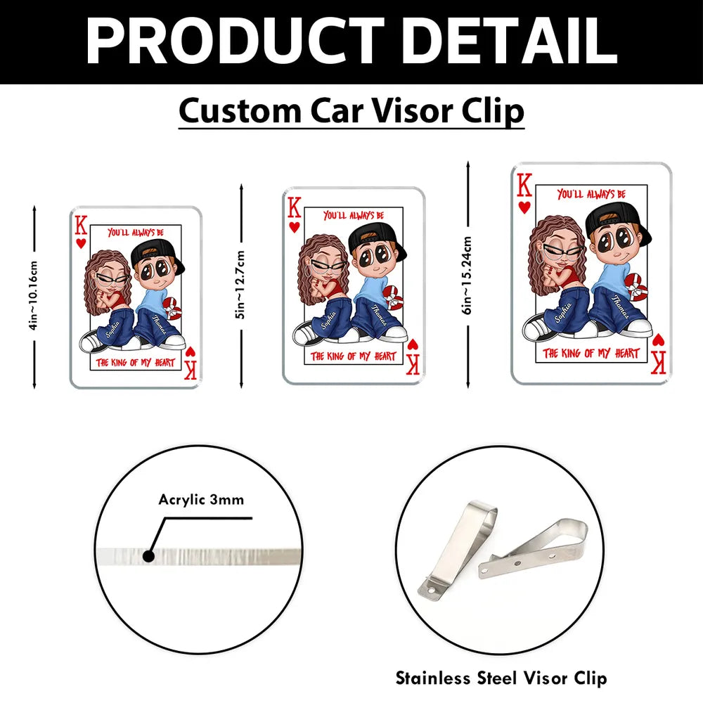 Personalized Car Hanging Ornament for Couples - King of My Heart Gift Car Hanger MagicInPrints