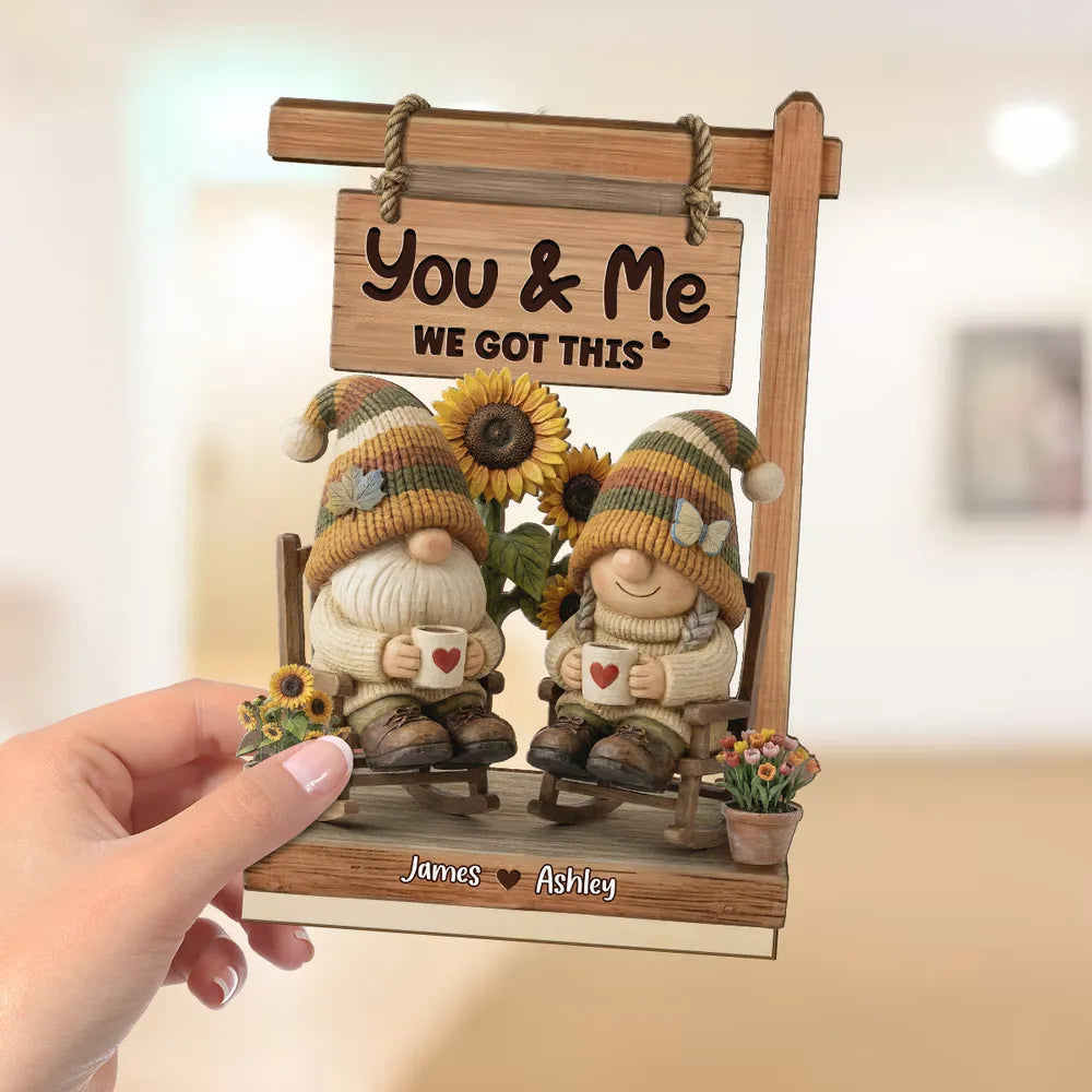 Personalized Gnome Couple Figurine for Couples with Custom Names - Romantic Home Decor Plaque MagicInPrints