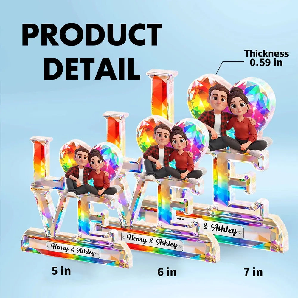 Personalized Crystal Love Figurine for Couples - Romantic Gift Plaque MagicInPrints