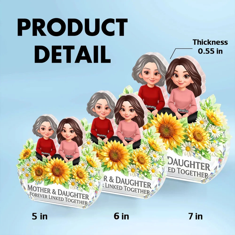 Personalized Mother & Daughter Figurine with Sunflowers - Sentimental Gift Plaque MagicInPrints