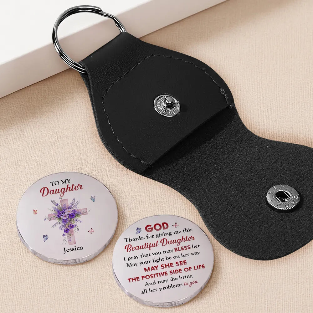 Personalized Leather Keychain for Daughter with Inspirational Message - Sentimental Gift Keychain MagicInPrints