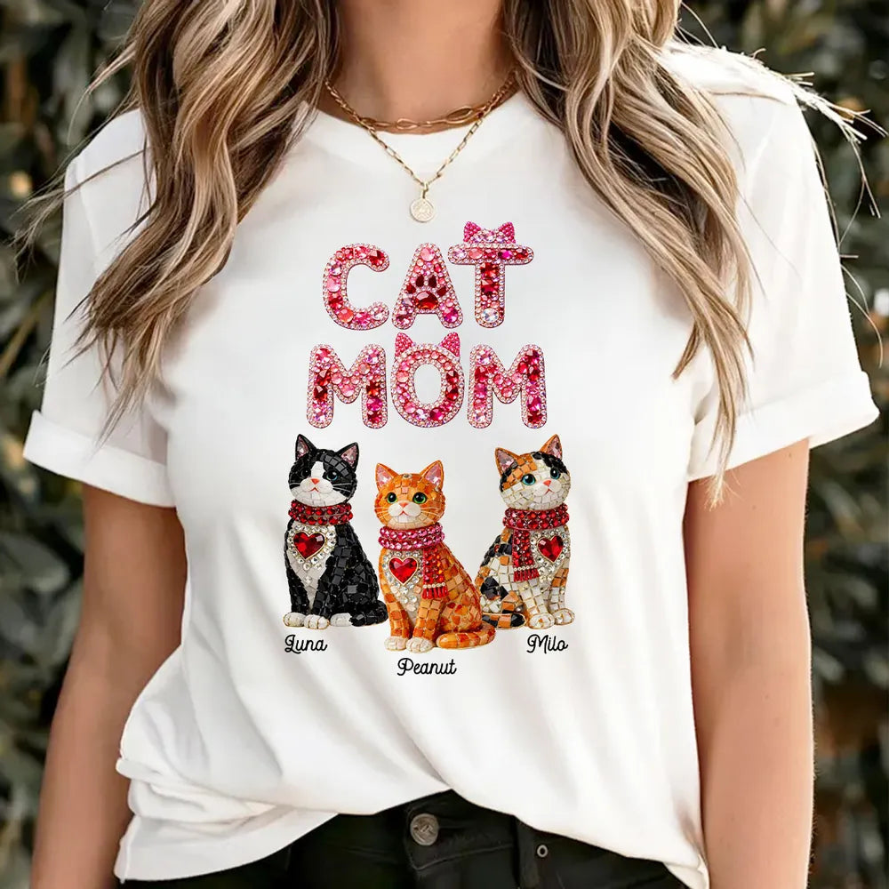 Personalized Cat Mom T-Shirt for Women with Custom Cat Names - Perfect Gift for Cat Lovers Cloth MagicInPrints