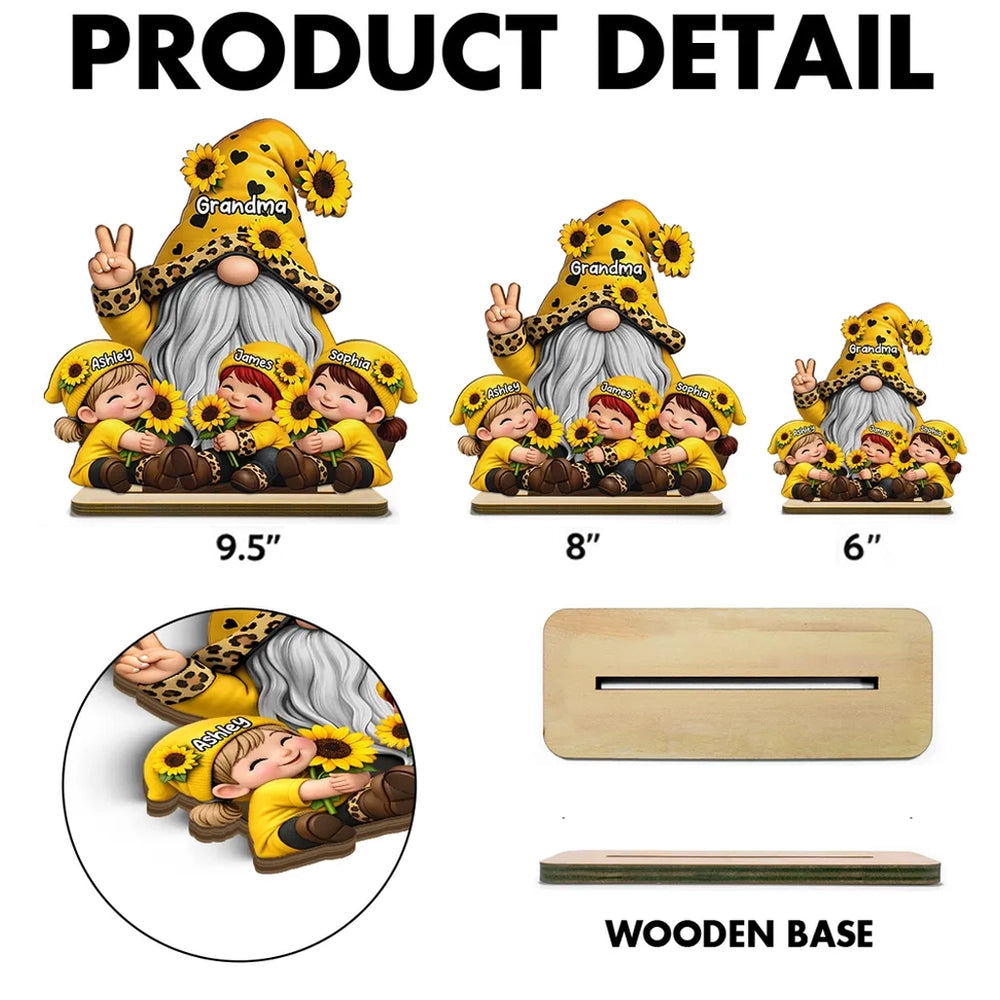 Personalized Grandma Gnome Figurine with Sunflowers for Family Decor - Gift for Grandparents Plaque MagicInPrints