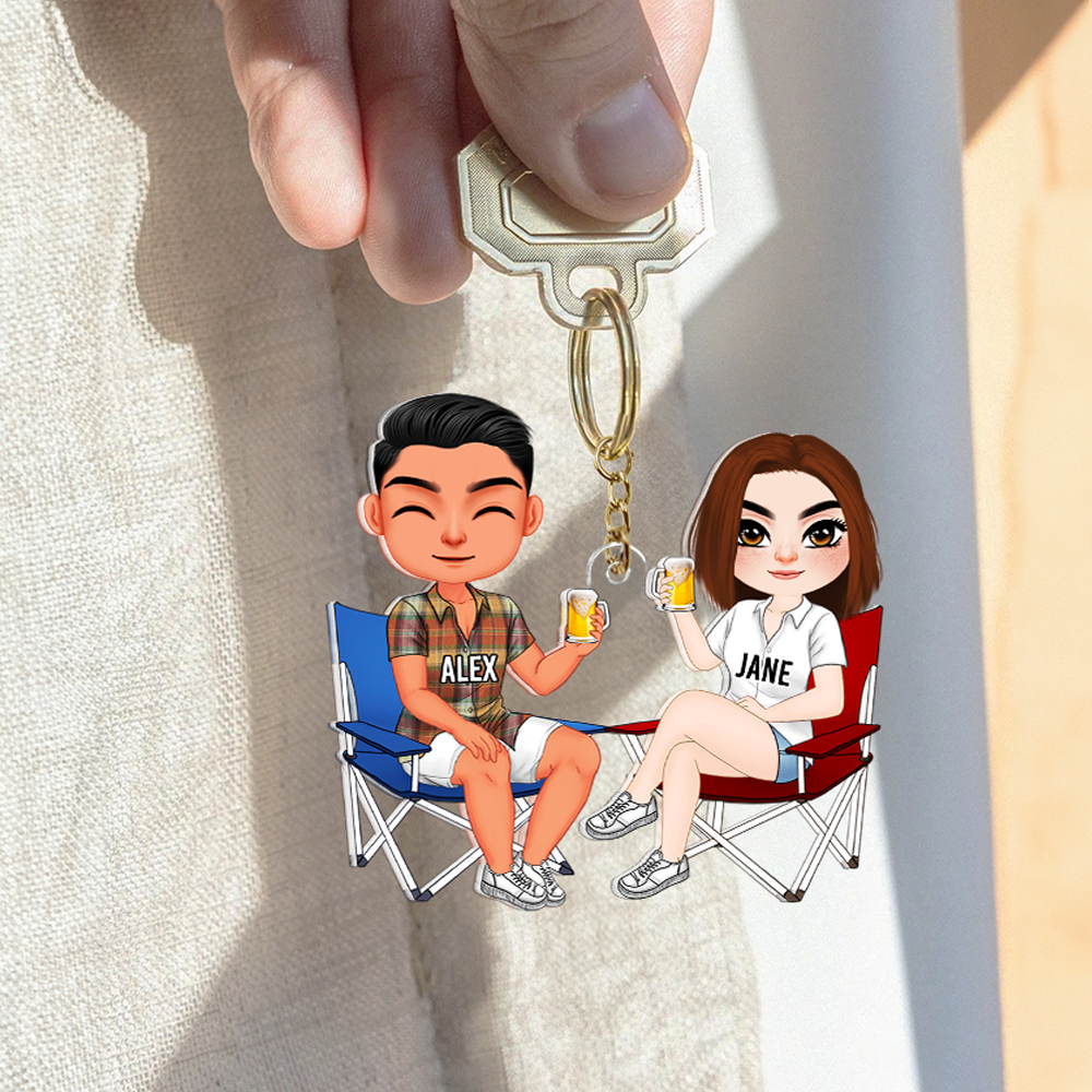 Personalized Couple Keychain - Unique Valentine's Day Gifts for Drink Lovers Keychains PopCulturePrints