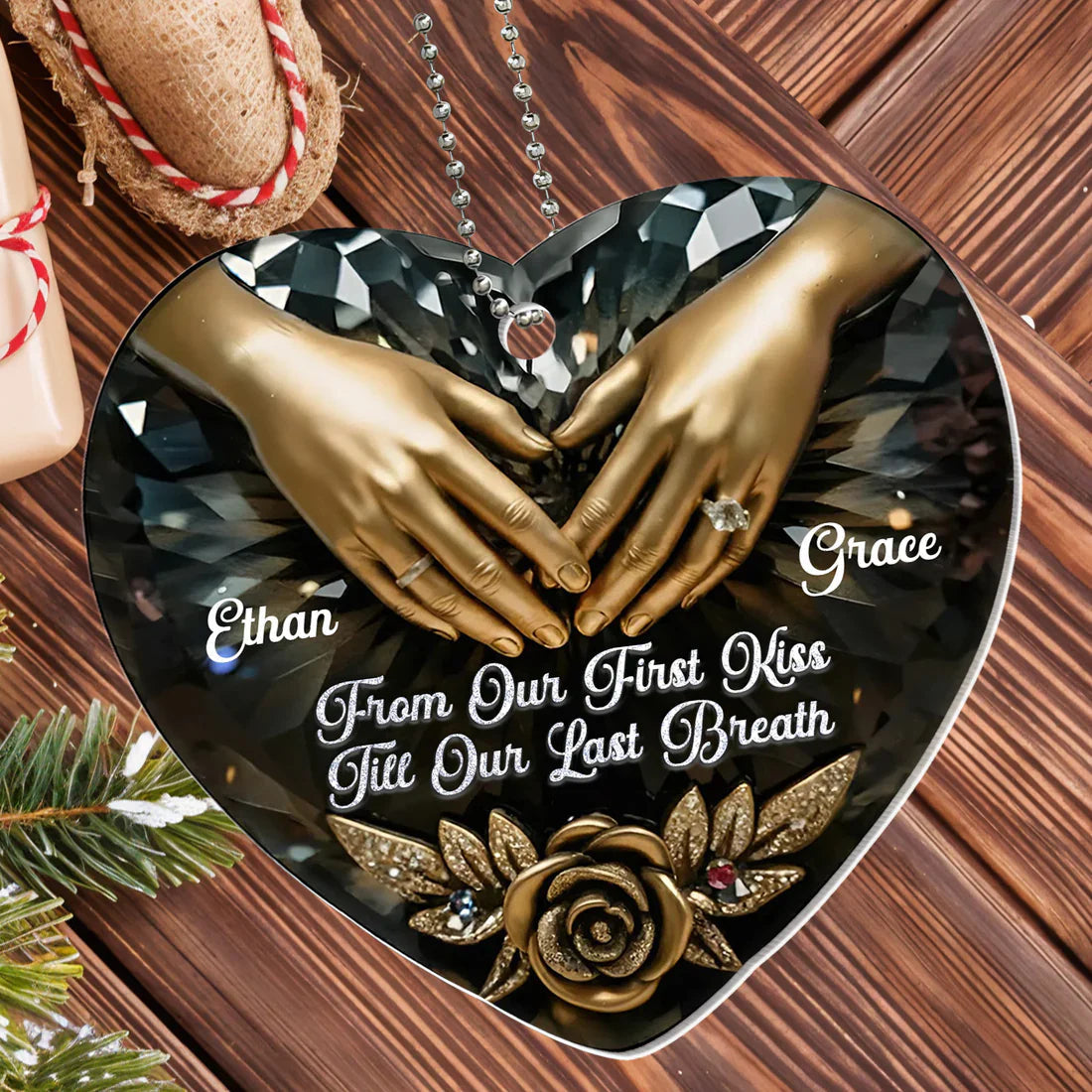 Personalized Heart Car Ornament for Couples - Romantic Keepsake Gift Car Hanger MagicInPrints