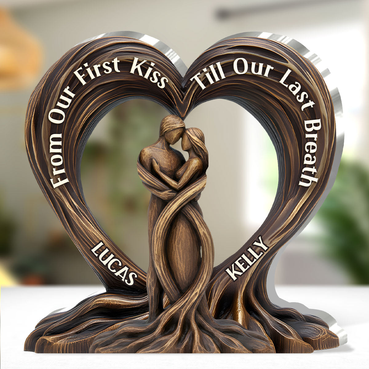 Personalized Heart-Shaped Couple Sculpture for Anniversary or Wedding - Sentimental Keepsake Plaque MagicInPrints