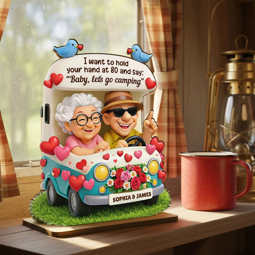 Personalized Elderly Couple Car Figurine for Seniors - Romantic Anniversary Gift Plaque MagicInPrints