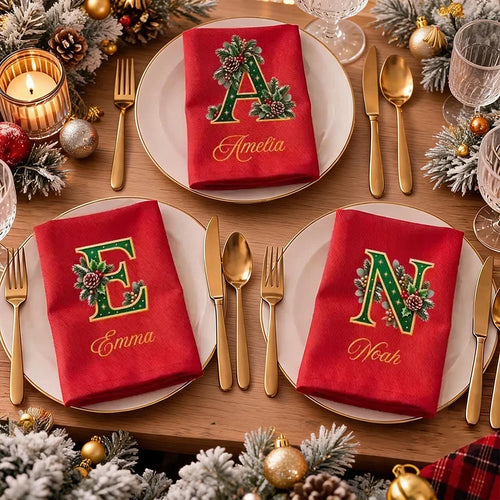 Personalized Cotton Napkin Custom Family Gift for Christmas Table